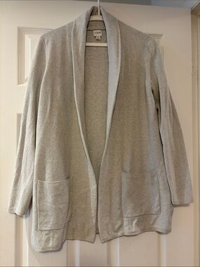 J. Crew Light Gray Open-Front Shawl Collar Cardigan